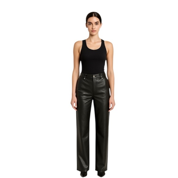 Elie Tahari Pants - NWT Elie Tahari Faux Leather Straight Leg Pants Black, Size 14